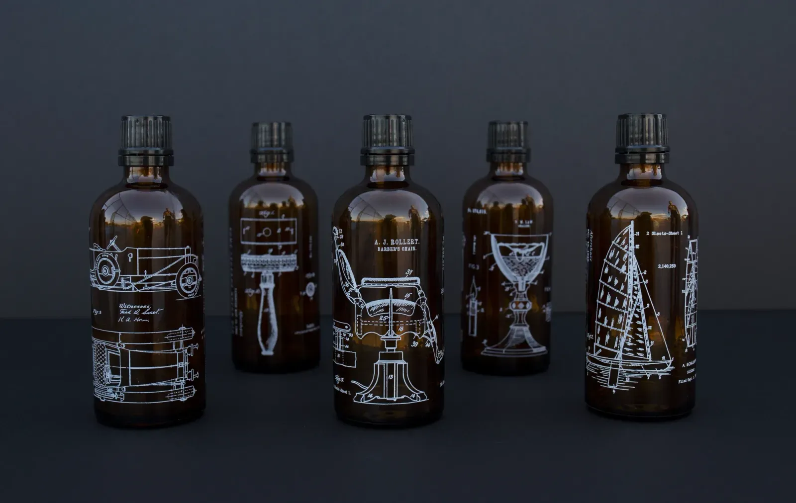 Barrister and Mann Classics patent art bottles